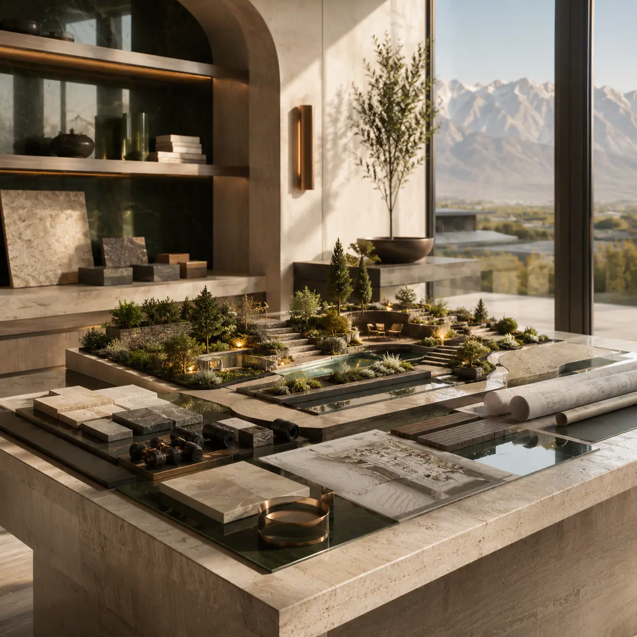 Espacio estratégico para sitios de jardinería con diseño exterior y planificación