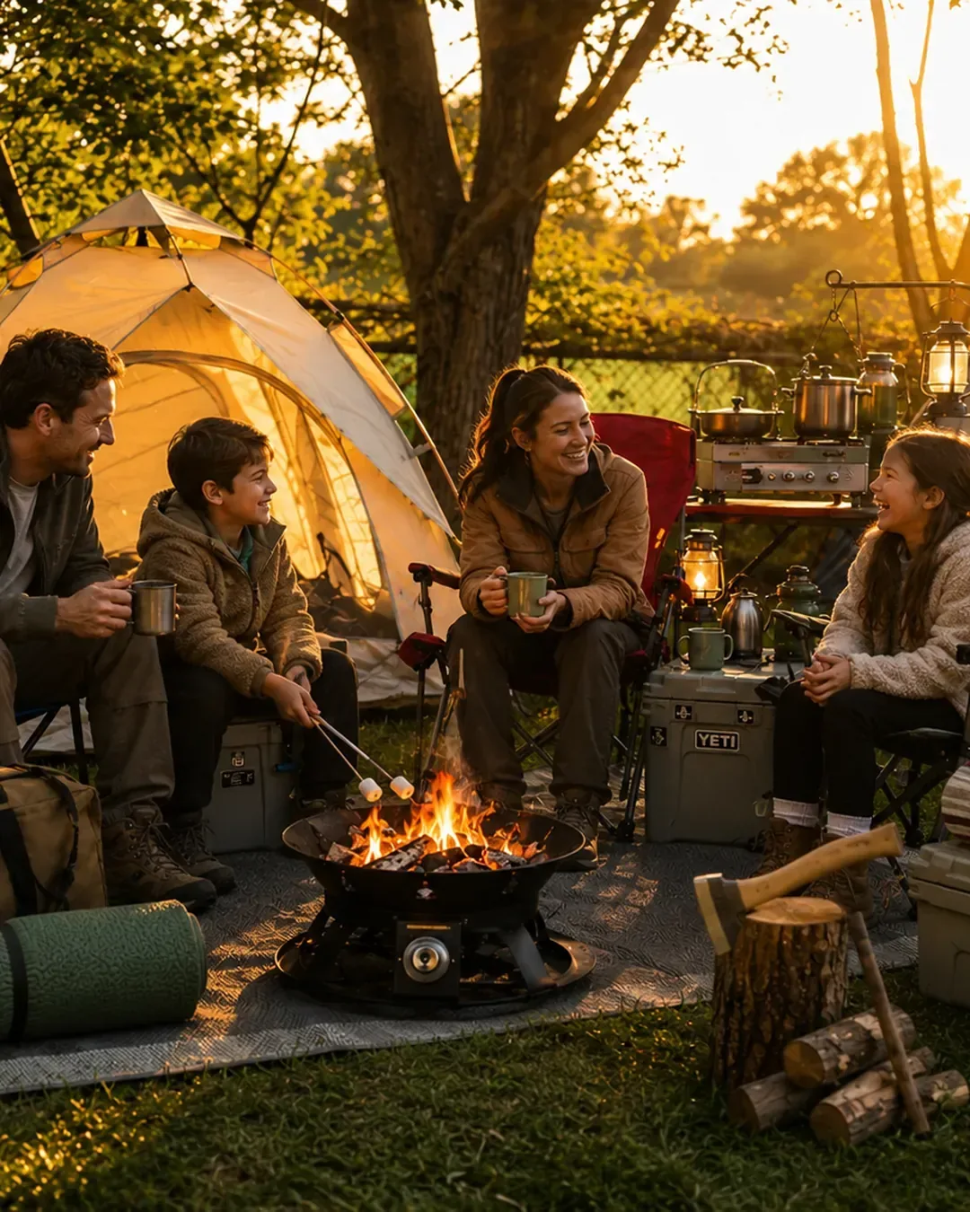 Family camping scene used as a Utah Camping Gear Rentals portfolio support image
