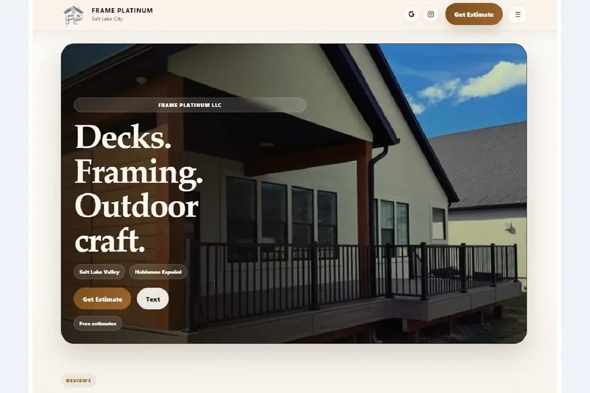 Local contractor website example