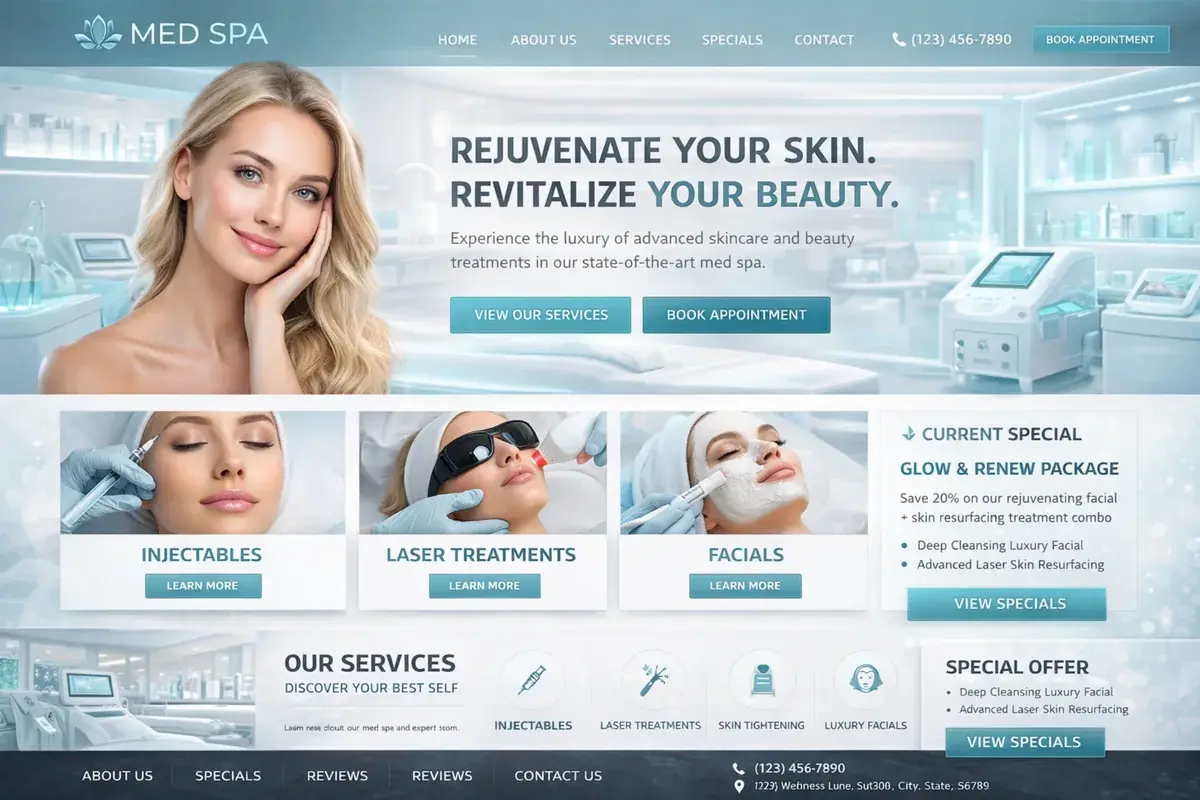 Med spa website example