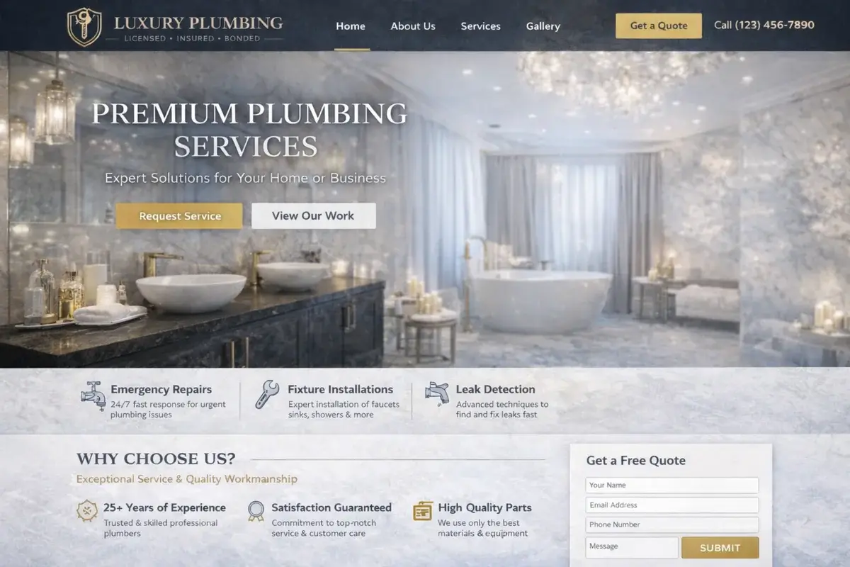 Plumber website example with a polished premium look